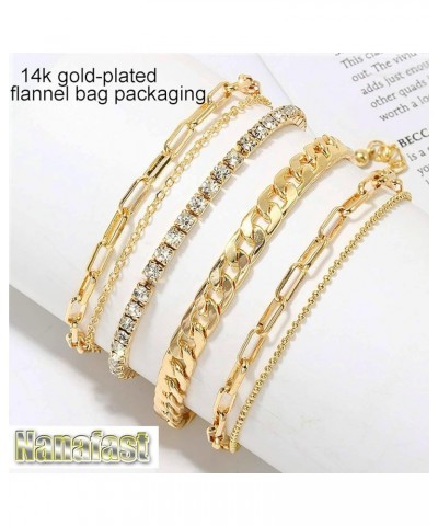 4-6PCS Ankle Bracelets Set for Women Gold Boho Beach Anklet Chain Adjustable Foot Jewelry for Girls Extremely Simple Style 14...