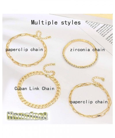 4-6PCS Ankle Bracelets Set for Women Gold Boho Beach Anklet Chain Adjustable Foot Jewelry for Girls Extremely Simple Style 14...