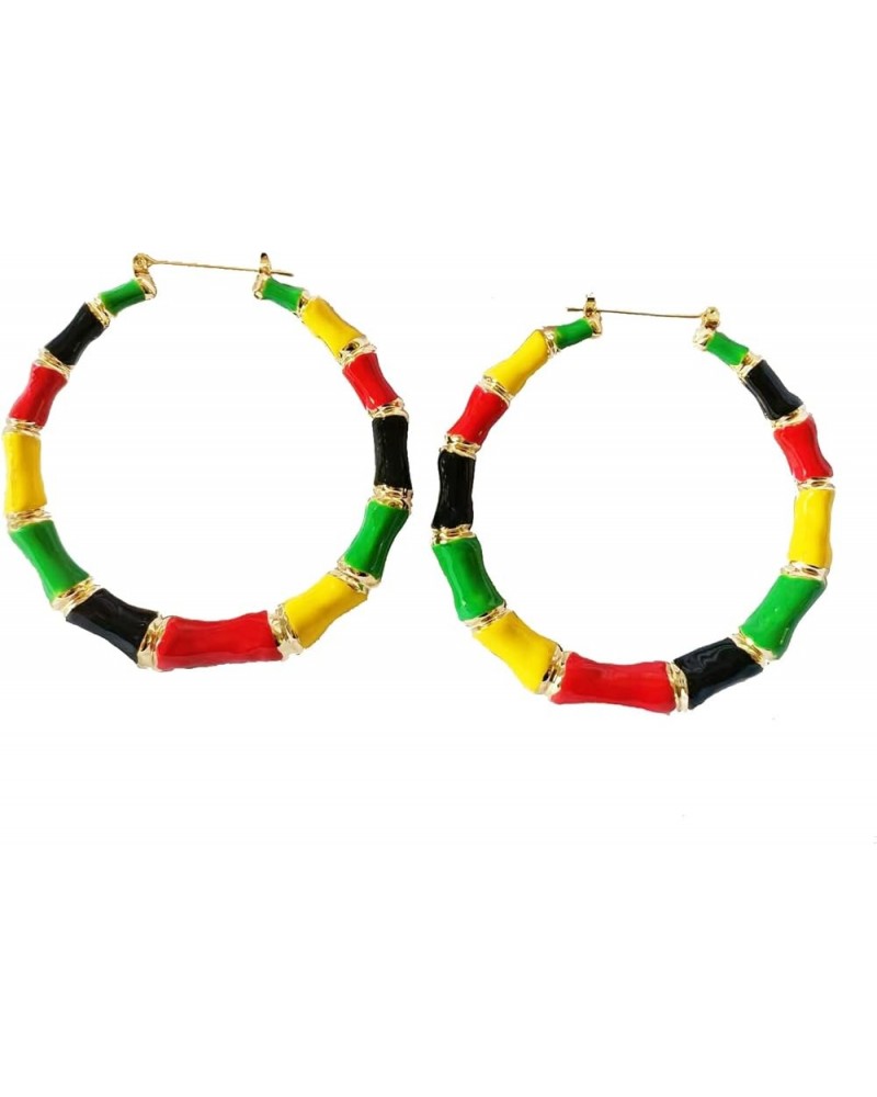 Punk 7.5cm Color Enamel Round Hoop Hip-hop Bamboo Earring Jewelry for Women Birthday Gifts color 1 $10.60 Earrings