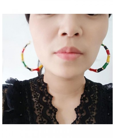 Punk 7.5cm Color Enamel Round Hoop Hip-hop Bamboo Earring Jewelry for Women Birthday Gifts color 1 $10.60 Earrings