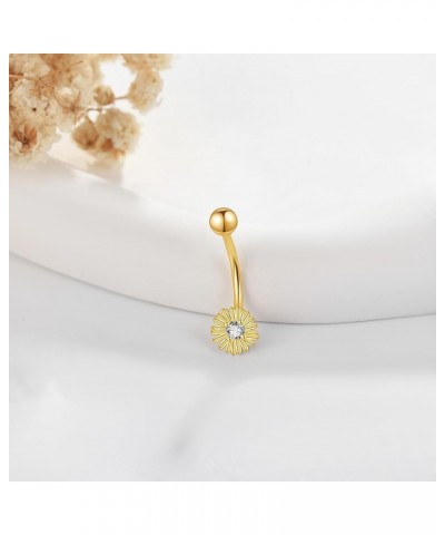 14G Sunflower/Daisy Belly Button Ring 14K Gold Belly Button Ring Body Piercing Jewelry Gifts for Women Girls Daisy $55.10 Bod...