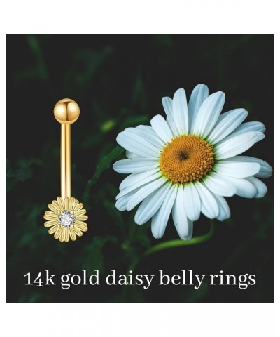 14G Sunflower/Daisy Belly Button Ring 14K Gold Belly Button Ring Body Piercing Jewelry Gifts for Women Girls Daisy $55.10 Bod...