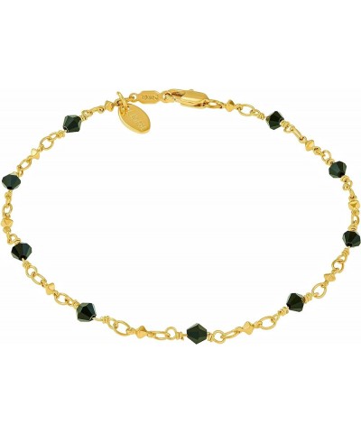 Diamond Shaped Beads Anklet Bracelet 24k Gold Plated for Women Black beads 9.0 Inches $16.48 Anklets