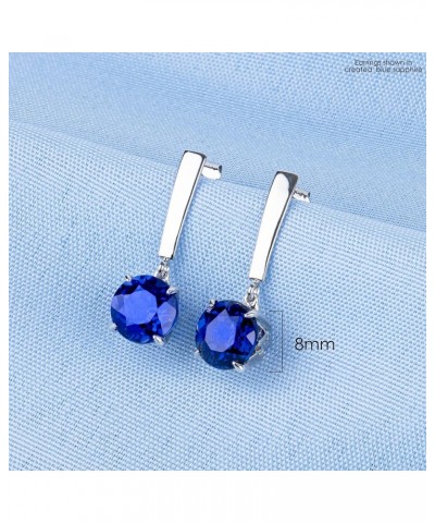 2 CT Round Drop Dangle Birthstone Earrings for Women – 925 Sterling Silver Gemstone Earrings Set – 8 mm Stone with Push Back ...