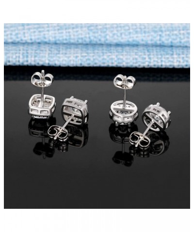 18K White Gold Plated Round Square Cubic Zirconia Simulated Diamond Halo Stud Earrings (2 Pairs) $5.22 Earrings