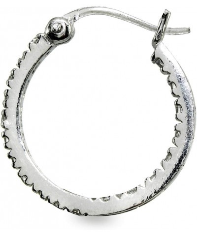 Sterling Silver 2mm Inside Out Cubic Zirconia Round Hoop Earrings, Options Available 2x20mm Silver $12.88 Earrings