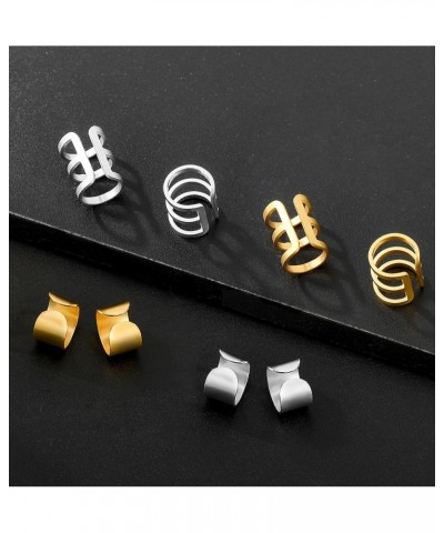 4-10 Pairs Stainless Steel Ear Cuff Helix Cartilage Clip On Wrap Earrings Fake Nose Ring Non-Piercing Adjustable B3:4 Pairs, ...