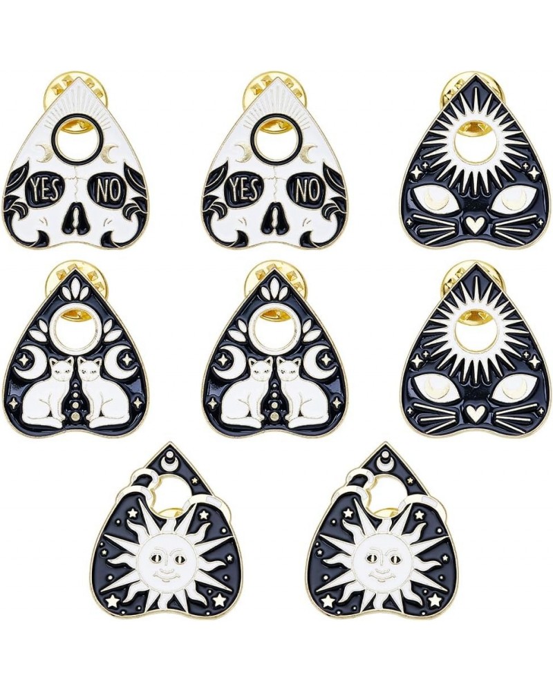 1 Box 8Pcs Tarot Enamel Pins Gothic Pins Bulk Cat Halloween Skeleton Lapel Pin Ouijas Board Divination Planchette Board Pins ...