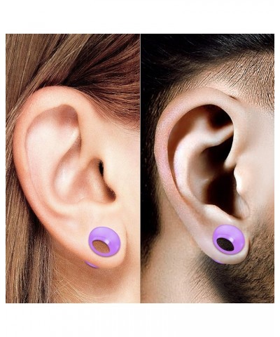 2 Pairs Silicone Ultra Thin Double Flared Saddle Piercing Jewelry Stretcher Ear Earring Lobe Flesh Tunnel Plugs… G06:Purple S...