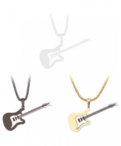 Punk Guitar Pendant Necklace Choker Hip Hop Clavicle Chain Jewelry Fashion Instrument Necklace for Musician Lover Black $4.67...