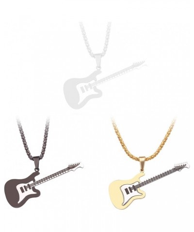 Punk Guitar Pendant Necklace Choker Hip Hop Clavicle Chain Jewelry Fashion Instrument Necklace for Musician Lover Black $4.67...