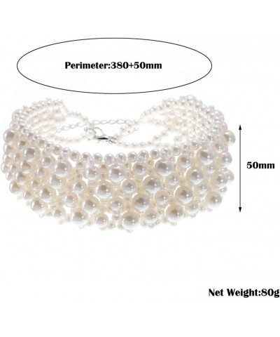 Fashion Jewelry Multi Strand Simulated Pearl Resin Chain Collar Choker Statement Necklace Costume Jewelry Necklaces for Women...