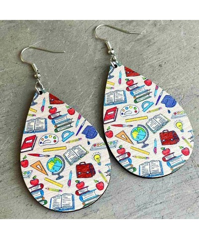 Funny Teacher Teardrop Dangle Earrings for Women and Girls Wooden Back to School Earrings Teacher Appreciation Jewelry Gifts ...