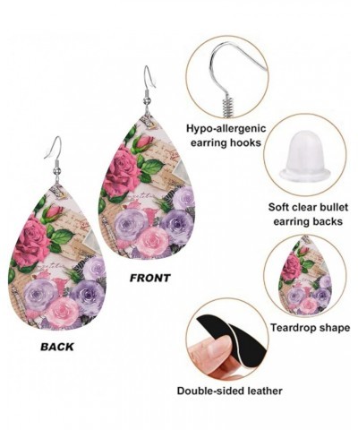 Faux Leather Teardrop Earrings For Teen Girls Women Drop Dangle Earrings Gift Pink Purple $6.53 Earrings