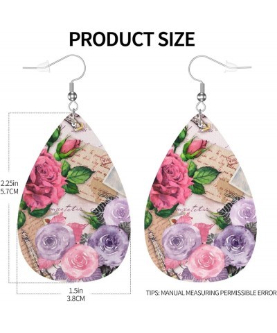 Faux Leather Teardrop Earrings For Teen Girls Women Drop Dangle Earrings Gift Pink Purple $6.53 Earrings