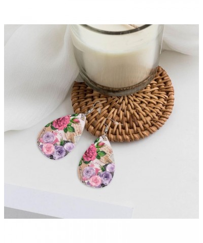 Faux Leather Teardrop Earrings For Teen Girls Women Drop Dangle Earrings Gift Pink Purple $6.53 Earrings