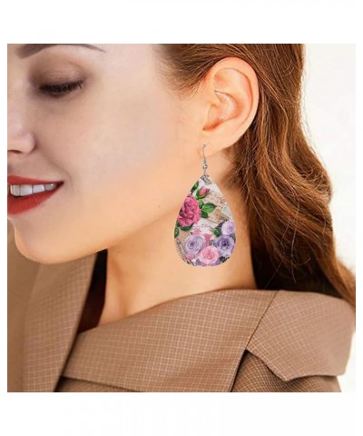 Faux Leather Teardrop Earrings For Teen Girls Women Drop Dangle Earrings Gift Pink Purple $6.53 Earrings