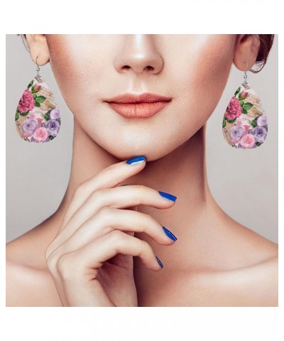 Faux Leather Teardrop Earrings For Teen Girls Women Drop Dangle Earrings Gift Pink Purple $6.53 Earrings