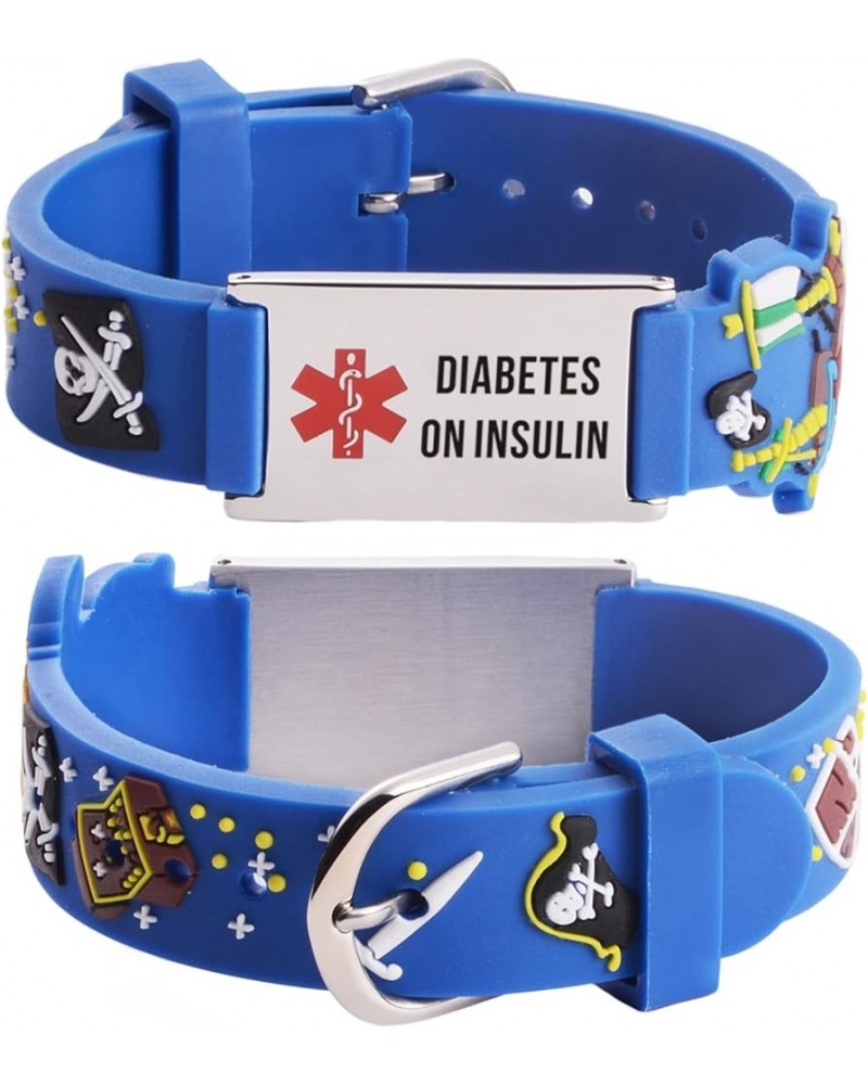 cartoon medical alert id bracelets Parents gift to Son, daughter, brother, sister PIRATES diabetes on insulin $12.53 Bracelets