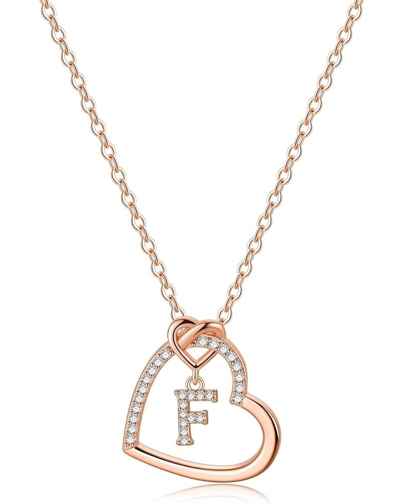 Dainty Initial Necklaces for Women - 14K Gold/White Gold/Rose Gold Plated Necklace, CZ Simulated Diamond Heart Pendant Fashio...