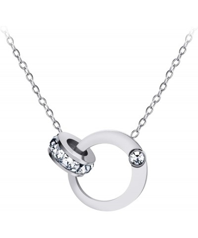 Stainless Steel Interlocking Rings Necklace Pendant for Women & Girls Silver $11.39 Necklaces