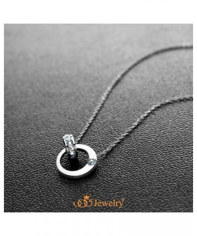 Stainless Steel Interlocking Rings Necklace Pendant for Women & Girls Silver $11.39 Necklaces