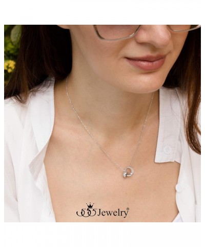 Stainless Steel Interlocking Rings Necklace Pendant for Women & Girls Silver $11.39 Necklaces