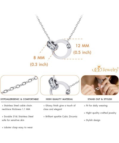 Stainless Steel Interlocking Rings Necklace Pendant for Women & Girls Silver $11.39 Necklaces