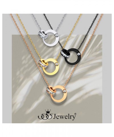 Stainless Steel Interlocking Rings Necklace Pendant for Women & Girls Silver $11.39 Necklaces