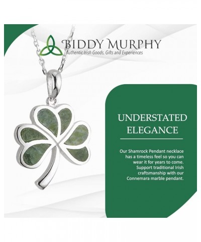 Irish Shamrock, Lucky Three Leaf Clover 925 Sterling Silver Pendant Necklace with Connemara Marble Inlay, Traditional Celtic ...