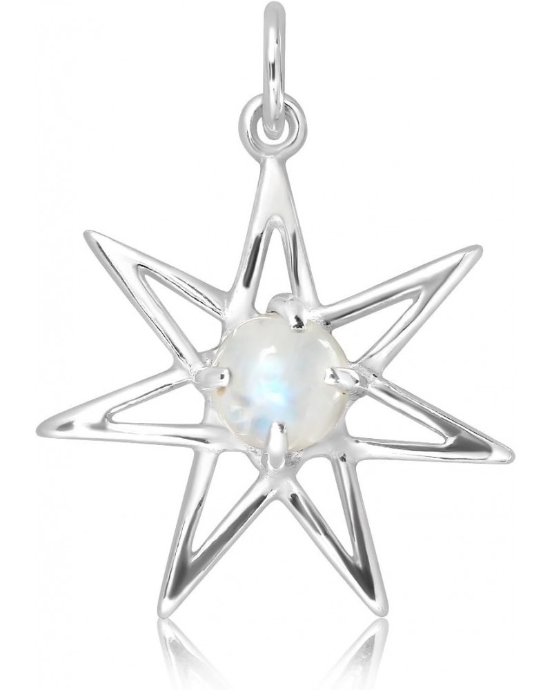 WithLoveSilver 925 Sterling Silver Morning Fairy Star Moon Natural Moonstone Pendant $19.13 Pendants