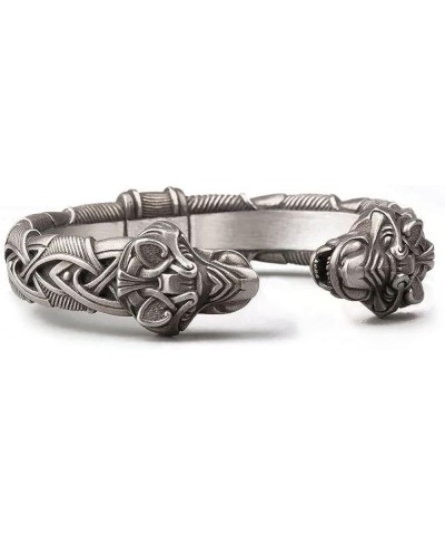 Viking Bracelet - Semi-Adjustable Bangle - Original Design | Serpent | Wolf | Iron Antique Snap Clasp Fenrir Wolf $9.11 Brace...