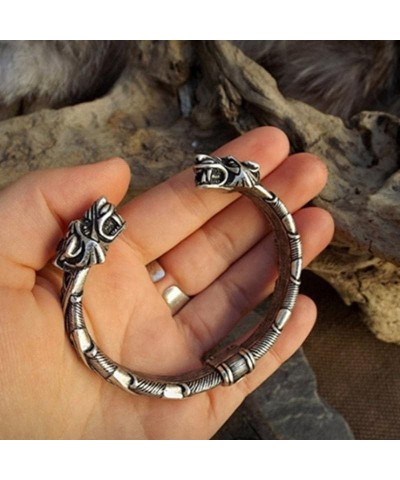 Viking Bracelet - Semi-Adjustable Bangle - Original Design | Serpent | Wolf | Iron Antique Snap Clasp Fenrir Wolf $9.11 Brace...