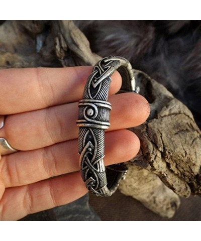 Viking Bracelet - Semi-Adjustable Bangle - Original Design | Serpent | Wolf | Iron Antique Snap Clasp Fenrir Wolf $9.11 Brace...