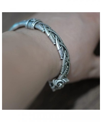 Viking Bracelet - Semi-Adjustable Bangle - Original Design | Serpent | Wolf | Iron Antique Snap Clasp Fenrir Wolf $9.11 Brace...