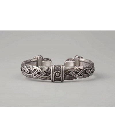 Viking Bracelet - Semi-Adjustable Bangle - Original Design | Serpent | Wolf | Iron Antique Snap Clasp Fenrir Wolf $9.11 Brace...