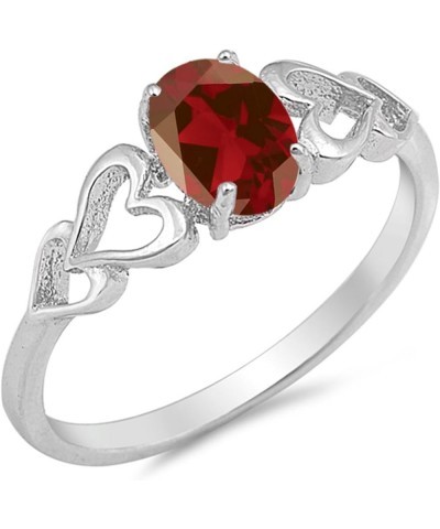 CHOOSE YOUR COLOR Sterling Silver Oval Heart Ring Red Natural Ruby $13.68 Rings