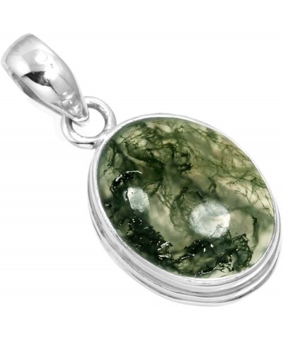 925 Sterling Silver Handmade Pendant for Women 12x16 Oval Gemstone Fashion Jewelry for Gift (99541_P) Moss Agate $23.09 Pendants