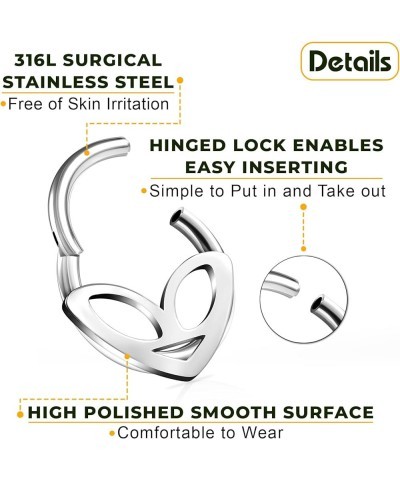 Pair of Anodized 316L Surgical Steel Alien Hinged Segment Nose Hoop Ring Piercing Cartilage Helix Septum Tragus Jewelry 1 Pai...