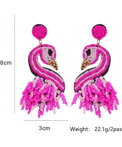 Handmade Flamingo Lobster Beaded Drop Dangle Earrings Beads Tassel Alpaca for Women Girls Cute Animal Christmas Xmas New Year...