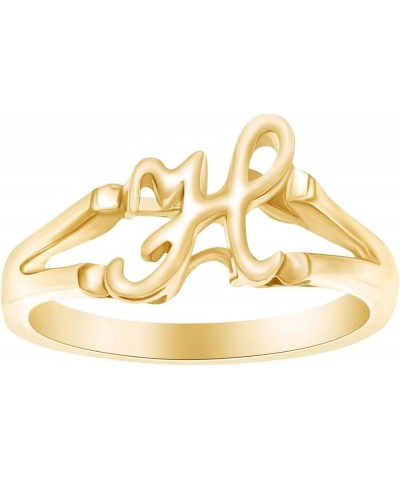 Alphabet Letter A-Z Initial Fashion Engagement Ring in 14k Yellow Gold Over Sterling Silver Initial " H " Alphabet $33.32 Rings