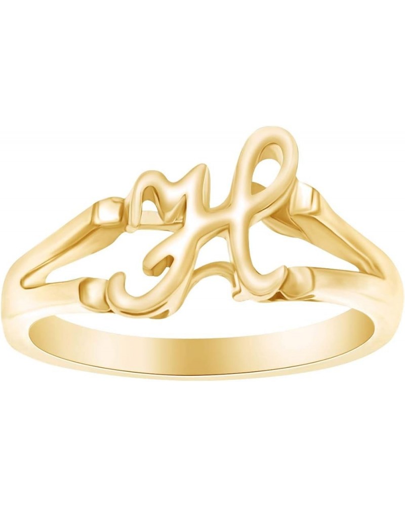 Alphabet Letter A-Z Initial Fashion Engagement Ring in 14k Yellow Gold Over Sterling Silver Initial " H " Alphabet $33.32 Rings