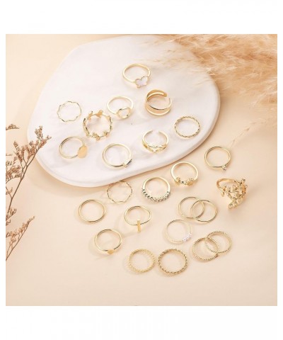 Gold Crysta Sparkle Knuckle Rings Set for Women Boho Cute Moon Star Snake Stackable Finger Rings Pack Stacking Rings for Teen...