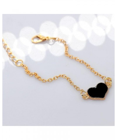 1 Dozen Cute Heart Bracelets Gold Plated Adjustable Anklet Link Bracelet Christmas Gift (Mix Red White Black, 1 Doz/Pack) Mix...