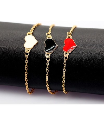 1 Dozen Cute Heart Bracelets Gold Plated Adjustable Anklet Link Bracelet Christmas Gift (Mix Red White Black, 1 Doz/Pack) Mix...