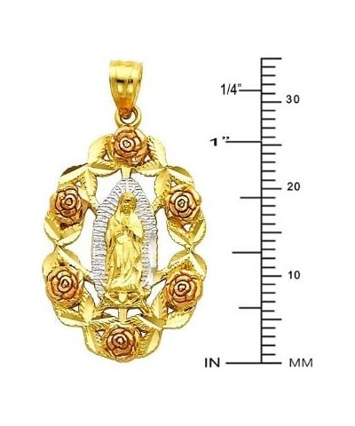 14k Tri Color Gold Religious Mary Guadlupe Pendant with 2.1mm Valentino Diamond Cut Chain Necklace 22.0 Inches $116.55 Pendants