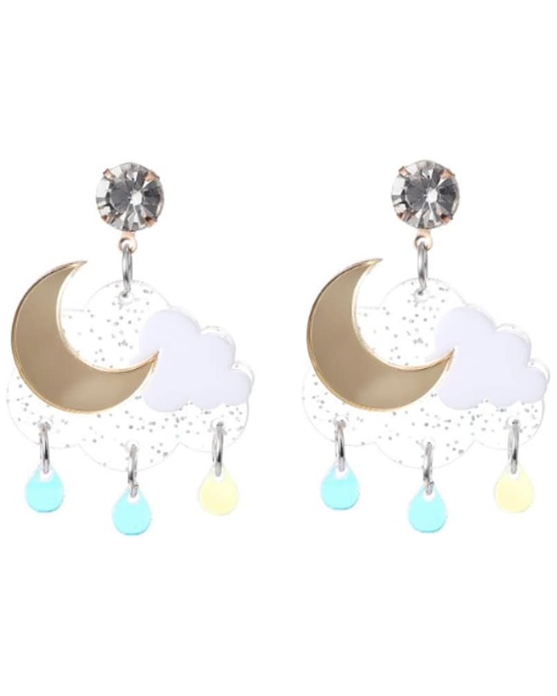 Rainbow Cloud Colorful Lightning Dangle Stud Earrings Moon $8.38 Earrings