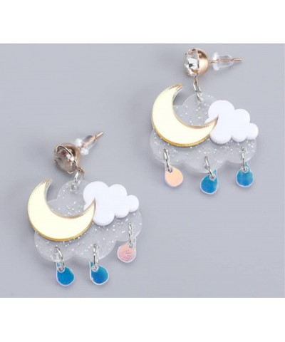 Rainbow Cloud Colorful Lightning Dangle Stud Earrings Moon $8.38 Earrings