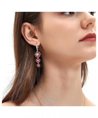 Leverback Dangle Earrings Heart-shaped Crystal Blooming Colorful Flower Drop Earrings for Women Girls Various Optional EA7885...