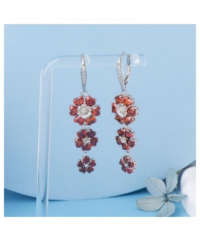 Leverback Dangle Earrings Heart-shaped Crystal Blooming Colorful Flower Drop Earrings for Women Girls Various Optional EA7885...